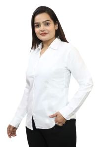 White Cotton Ladies Formal Shirt