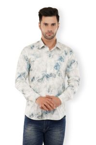 AQUA BLUE AQUATIC ABSTRACT PRINTED CASUAL SHIRT