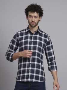 BLUE WHITE HERO CHECK TWILL CASUAL SHIRT