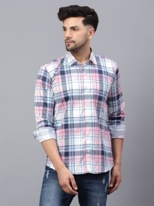 MULTI COLOR GENTLE-BLUSH CHECK LYCRA CASUAL SHIRT