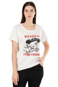 Women White Printed T-Shirt