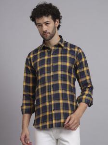 YELLOW BLUE BRAZEN CHECK TWILL CASUAL SHIRT