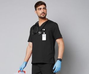 Knya Active Mens Black 5-Pocket Scrub Suit