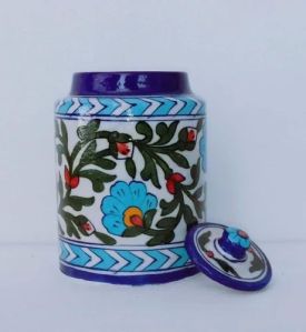 Blue Pottery Multicolor Ceramic Jar