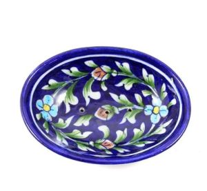Handmade Blue Pottery Soap Dish