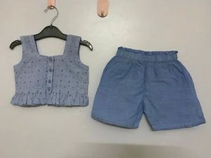 Light Blue Baby Girl Halter Denim Outfit Set