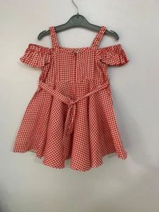 Red Printed Girl Cotton Frock
