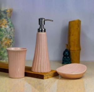 Pink Ceramic Bathroom Set