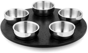 Revolver Stainless Steel Bowl with Tray Set of 5 Pcs