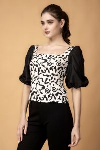 Ladies Black Printed Top