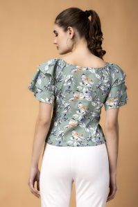 Ladies Green Printed Top