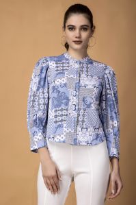 Ladies Blue Print Shirt