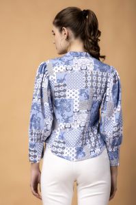 Ladies Blue Print Shirt