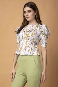 Ladies Printed Leaf Top