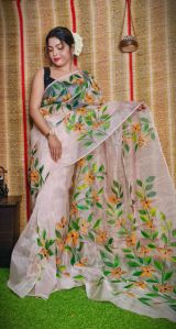 organza print saree