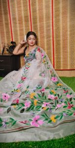organza print saree