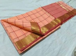 Maheshwari Handloom Silk Cotton Checks Saree