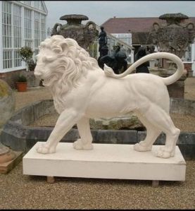 White Marble Lion Statues