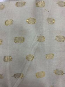 Grey Golden Dotted Cotton Lurex Fabric