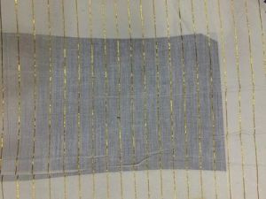 Grey Golden Striped Cotton Lurex Fabric
