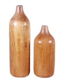 Bottel Shape Wooden Flower Vase Set of 2 Pcs
