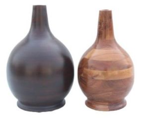 Stylish Wooden Flower Vase Set of 2 Pcs