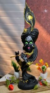 Black Polyresin Pankh Krishna Statue