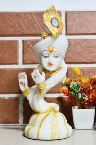 Decorative Pankh Krishna Marble Statue