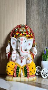 Marble Mukut Ganesh Ji Statue