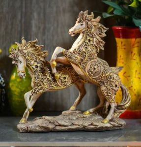 Polyresin Antique Horse Pair Statue