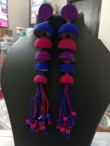 Handmade silk thread earrings