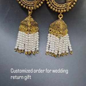 golden oxidised earrings