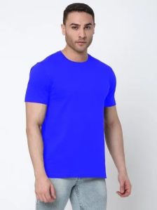 Mens Blue Half Sleeve Round Neck T-Shirt