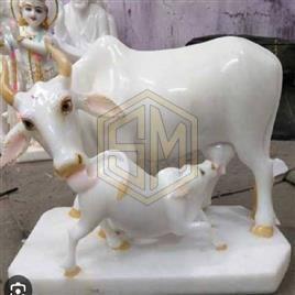 Marble Cow & Calf Statue