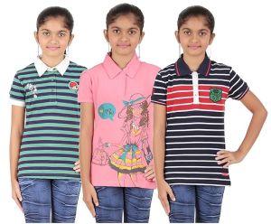 Girls striped polo t-shirt