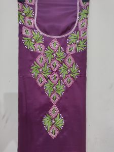 Purple Silk Embroidered Unstitched Suit