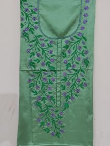Green Silk Embroidered Unstitched Suit