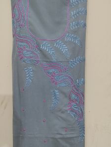 Blue Silk Embroidered Unstitched Suit