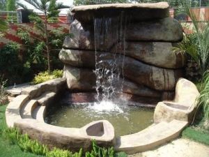 outdoor waterfall fountain