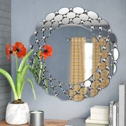 Antique Glass Wall Mounted Round Mirror