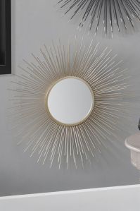 Round golden Metal Wall Mirror