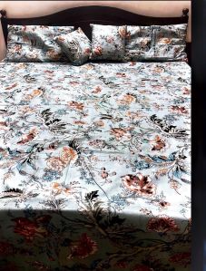 Cotton Printed Bedsheet with Quilted Pillow Covers