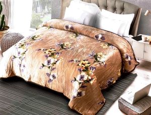 Dove Fancy Woolen Flower Printed Double Bedsheet