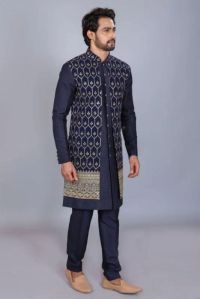 NAVY BLUE OPEN JACKET STYLE INDO WESTERN