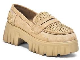 Ladies Khaki Slip On Loafer Shoes