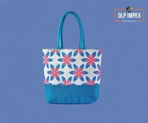 Blue & White Jute Fashion Bag