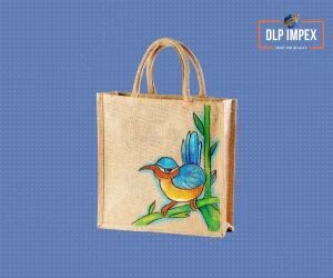 Brown Hand Painted Jute Bag