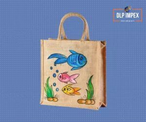 Fish Hand Painted Jute Bag