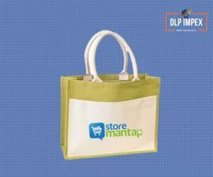 Green & White Jute Promotional Bag