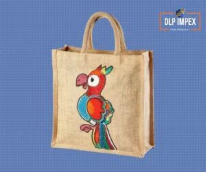 Parrot Hand Painted Jute Bag